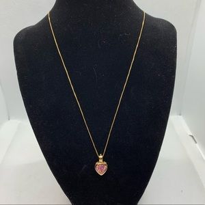Gold Heart Necklace with Interchangeable Colored Jewels